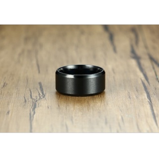 Nhẫn nam titan kiểu trơn nhám viền bóng bản to 10mm không gỉ