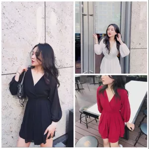 ĐẦM VOAN LỤA RŨ CỔ V KÈM LÓT TRONG DẦY DẶN KHÔNG SỢ BỊ LỘ