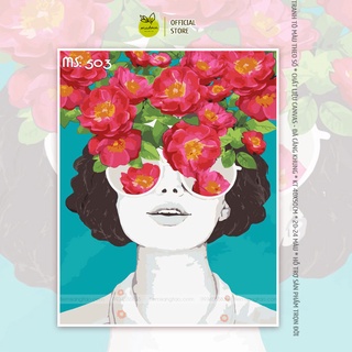 Tranh tô màu số hóa Madoca có khung 40x50cm hoa trong mắt em T503