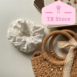 Scrunchies cotton họa tiết loại phồng to lớn cột tóc XL