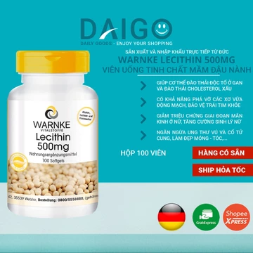 [Hỏa Tốc HCM] Viên uống hỗ trợ sức khoẻ tim mạch, trí não, tăng cường sinh lý nữ - WARNKE LECITHIN 500mg (Hộp 100 viên)