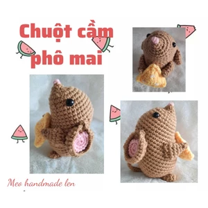 Chuột cầm phô mai - Handmade len - Amigurumi - Crochet (có chuông)