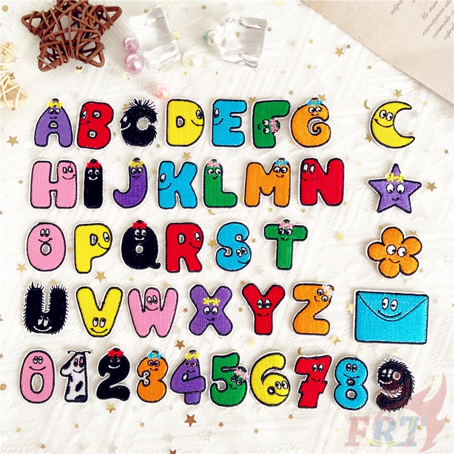 Les Barbapapa Letters / Numbers：Mini Iron-on Patch 1Pc Diy Embroidery ...