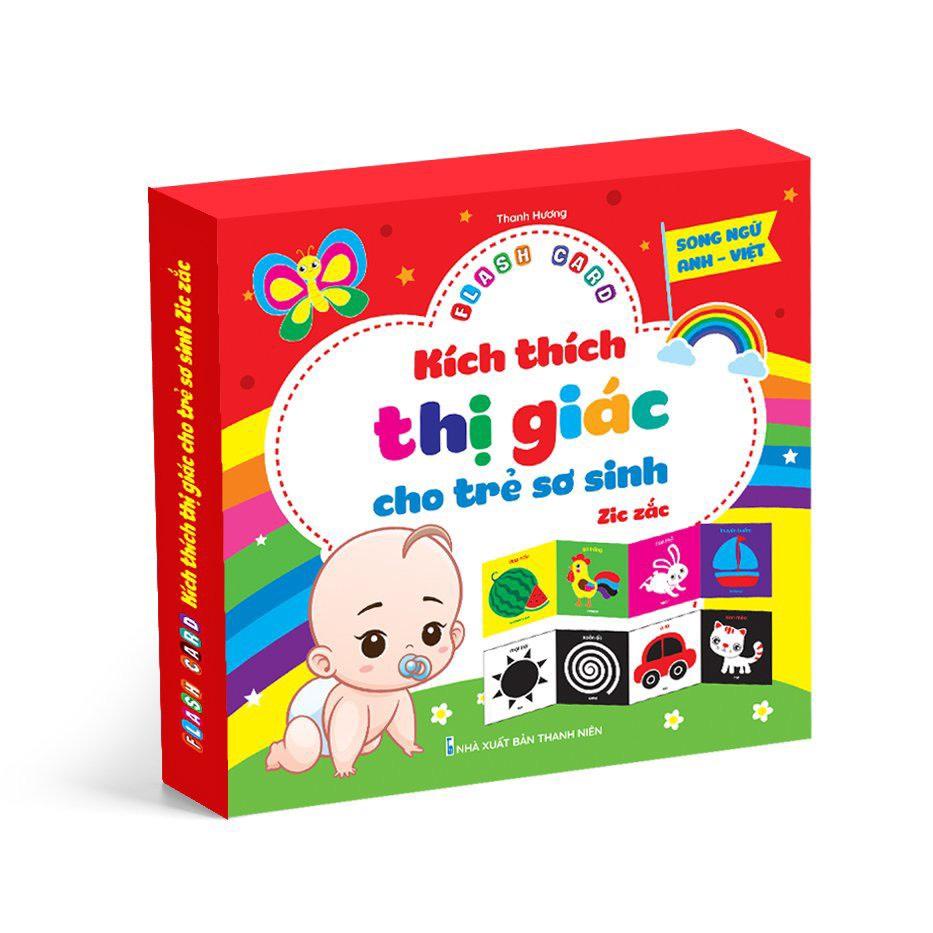 Sách - Bộ thẻ Flash card kích thích thị giác cho trẻ sơ sinh zic zắc - Song ngữ Anh Việt - Gồm 40 thẻ