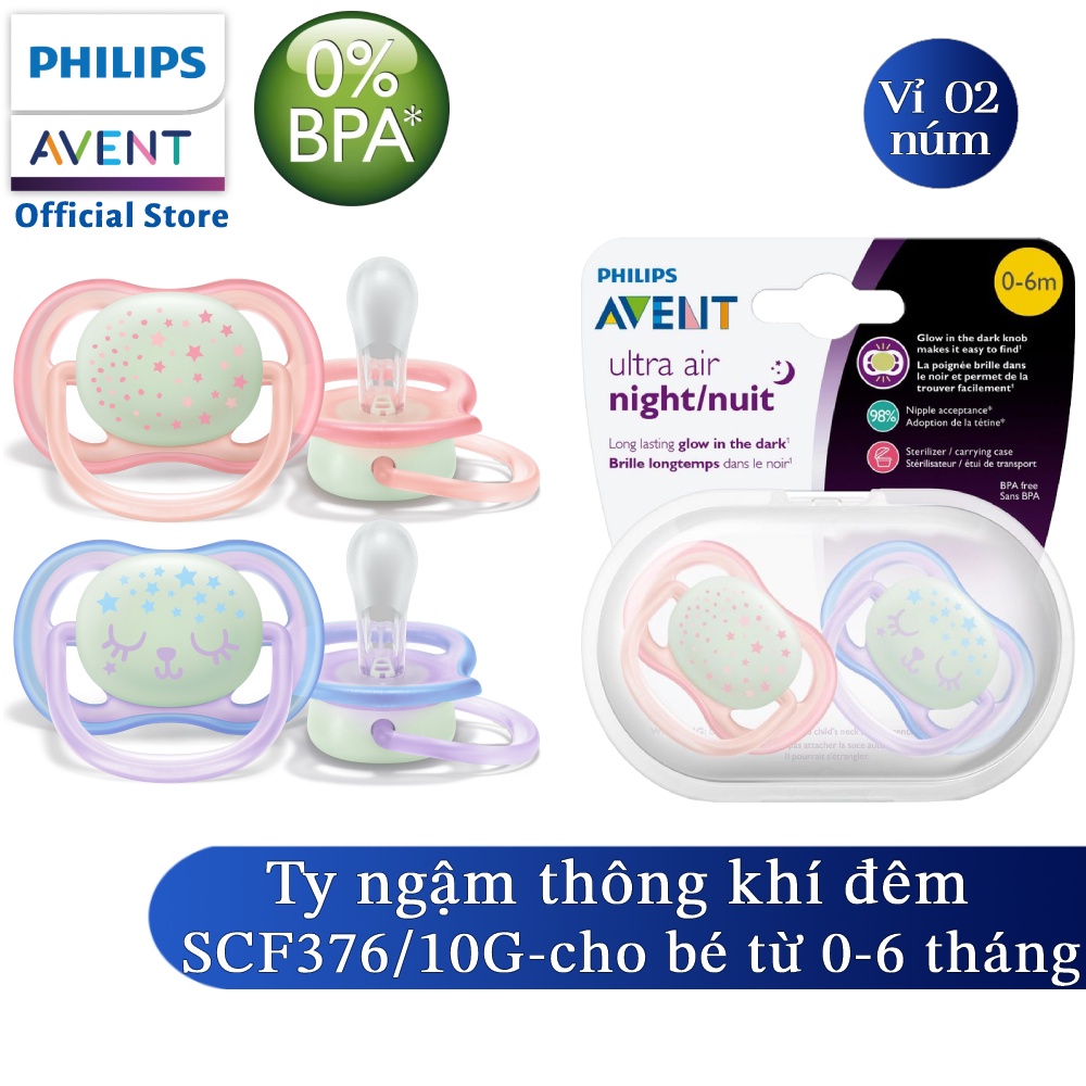 Ảnh Philips Avent núm ty ngậm ban đêm, vỉ đôi SCF376/10 SCF376/18 SCF376/19 SCF376/21 SCF376/13 2
