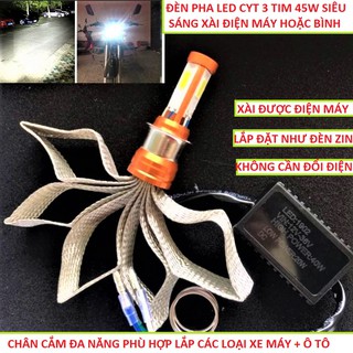 ĐÈN PHA LED H4 CYT SIÊU SÁNG XÀI ĐIỆN MÁY - ĐIỆN BÌNH - BH 12 THÁNG