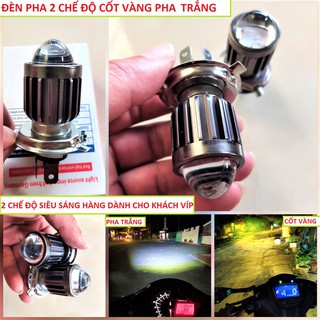ĐÈN PHA LED SIÊU SÁNG XE MÁY 2 MÀU CỐT VÀNG PHA TRẮNG MẪU MỚI