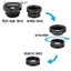 Set lens mắt cá + góc rộng + macro 3 trong 1 cho điện thoại thông dụng
