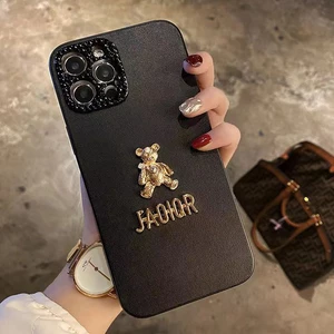Ốp điện thoại họa tiết gấu kim loại ba chiều thích hợp cho iPhone 13 Pro Max I13 13pro 11 Pro Max I11 12pro 12 Pro Max