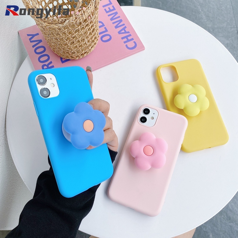 Ốp điện thoại TPU mềm có giá đỡ đứng hình hoa quả bơ đơn giản cho Samsung Galaxy A8 Plus A7 A9 2018 A7 A5 2017