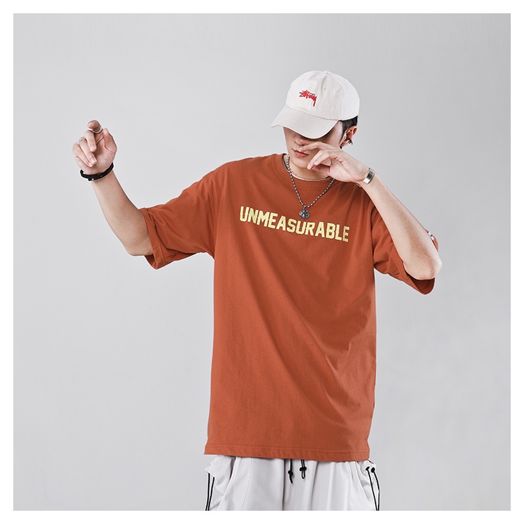 Áo Thun Nam HappyTee - Áo phông nam form rộng tay lỡ xanh rêu in Unmeasurable vải cotton 100 cao cấp
