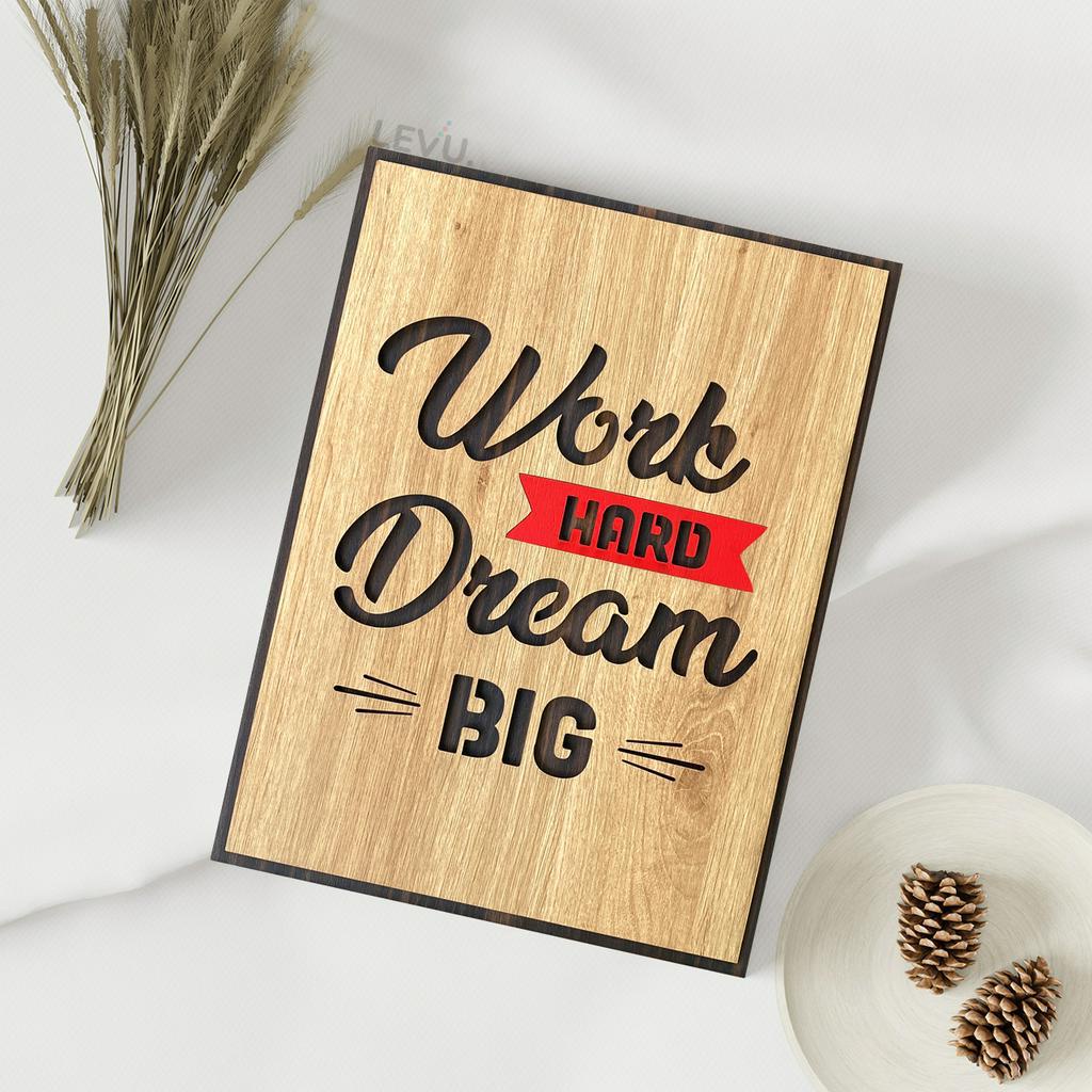 Tranh tạo động lực tiếng anh treo tường trang trí bằng gỗ vintage kích thước 30x40cm