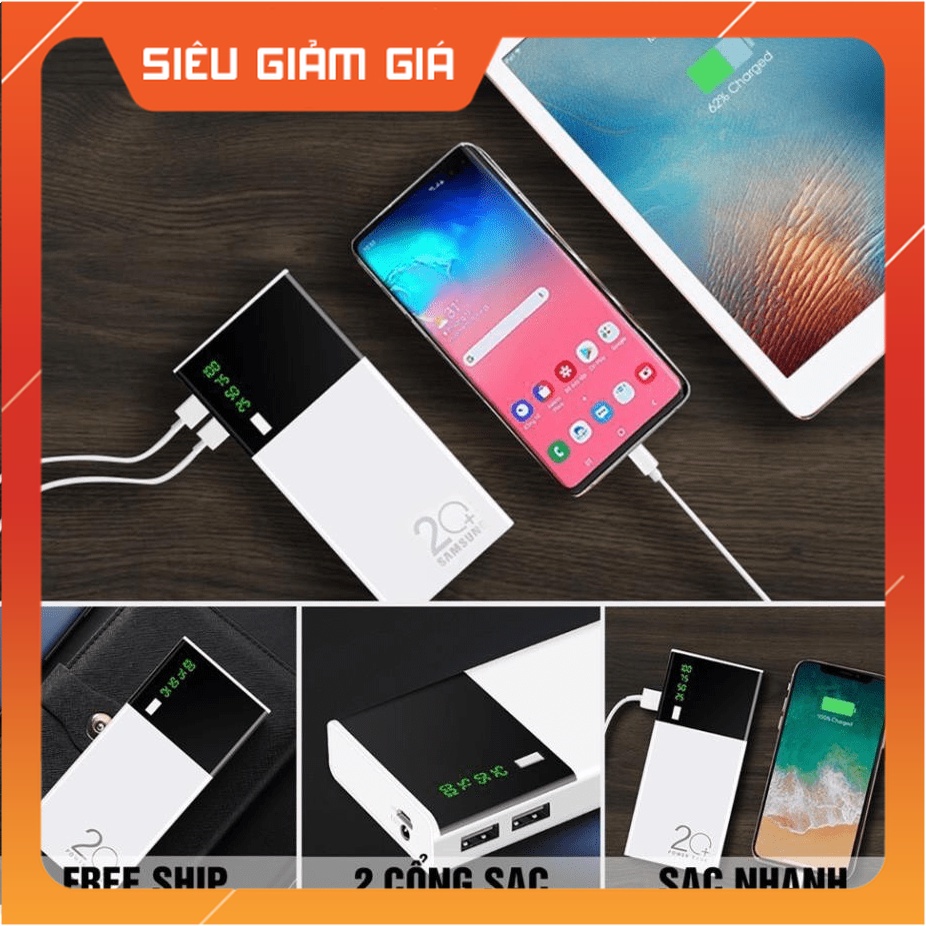 [SS] Sạc dự phòng, Pin dự phòng 30000mAh 2 cổng USB Sạc nhanh, nhỏ gọn ...