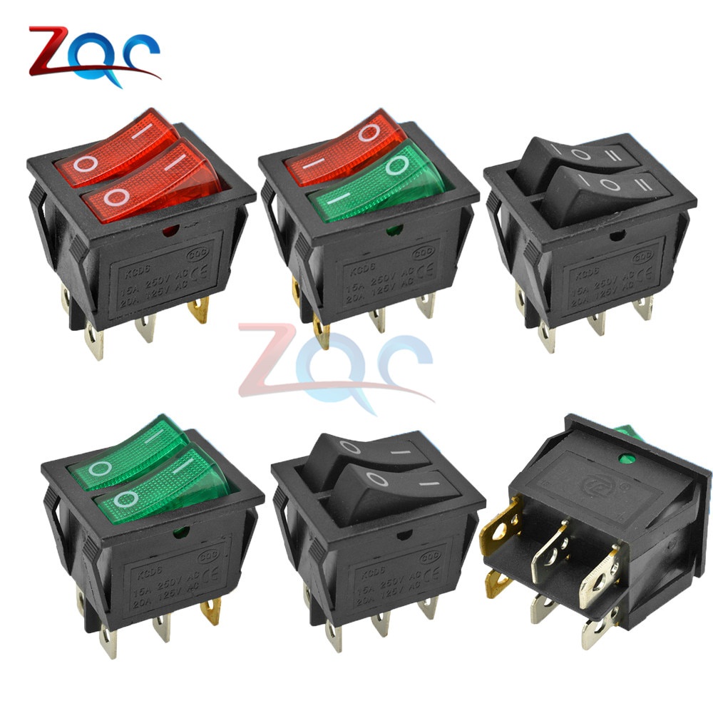 Kcd6 Dual Rocker Switch ON-OFF 2 3 Vị trí 6 4 pin 6Pin 4pin Thiết bị ...