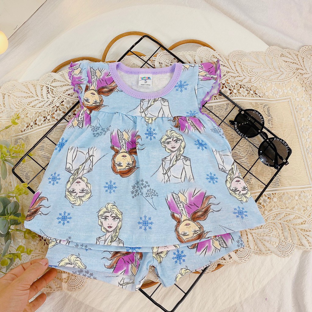 Bộ Cotton Bozip Xuất Dư Siêu Mát Dáng Babydoll Nhiều Hoạ Tiết Xinh Cho Bé Gái 10-20kg