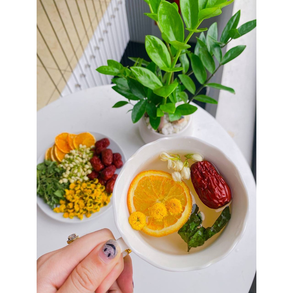 Ảnh Trà detox trái cây (gồm táo đỏ, cam thái lát, hoa nhài, cỏ ngọt, hoa cúc) Gói 10gr 2