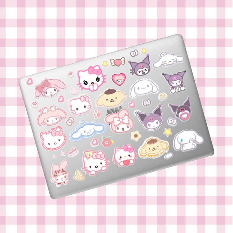 HL Kuromi Sanrio hoạt hình dán chống nước trang trí xe máy, điện thoại, Kitty, chó tai lớn
