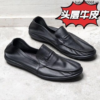 Giày Lười Một Lớp Bằng Da Bò Đế Mềm Thoáng Khí Hàng Mới