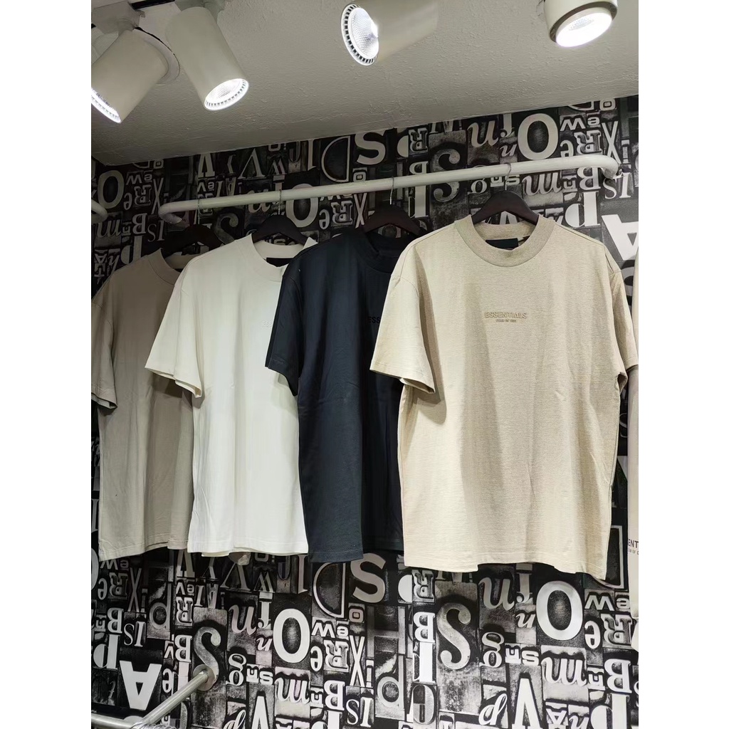 * * * * Áo Thun Cotton Tay Ngắn Cổ Tròn In Chữ Realhooting * * * Hàng Có Sẵn FEAR OF GOD Essentials