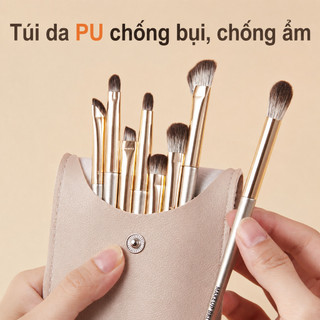 GECOMO Bộ Cọ Trang Điểm Mắt 8 Món Chuyên Nghiệp Kèm Túi Đựng Da PU Di Động - Hot Trend Makeup