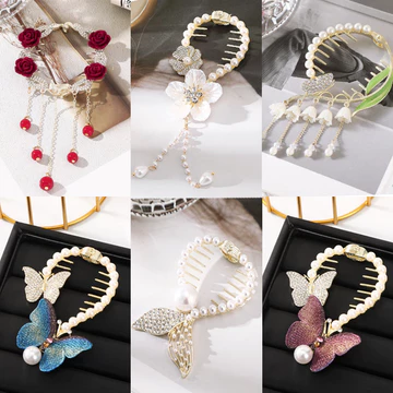 Kẹp Tóc Hình Hoa kẹp tóc xinh nữ thần kẹp tóc ngọc trai trong trận kẹp bướm Chinese trâm kẹp tóc hoa Kẹp Tóc PhốI Hoa ĐíNh NgọC Trai Giả ThờI Trang kẹp tóc cổ điển Pearl Tassel Flo