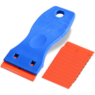 Dụng cụ cạo dao cạo bằng nhựa 1,5 inch với 10 lưỡi dao nhựa hai cạnh để loại bỏ nhãn đề can dán trên kính Windows (Màu xanh)