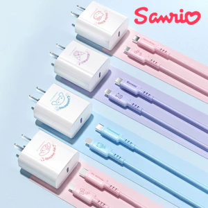 Bộ sạc cáp dữ liệu sạc nhanh 20W Sanrio SJ-729 Kuromi Cinnamoroll My Melody Hello Kitty Type-c Điện thoại di động Hồng Cáp sạc PD Flash di động dễ thương Quà tặng sinh nhật 1m
