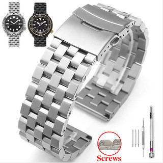 SEIKO Dây Đeo Đồng Hồ Bằng Thép Không Gỉ 18mm 20mm 22mm 24mm 26mm Màu Bạc Và Đen Cao Cấp