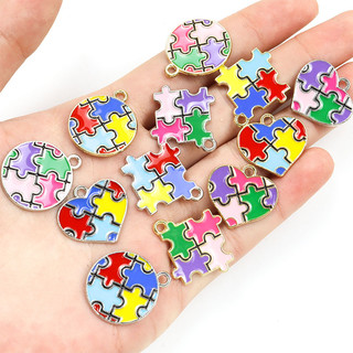 Set 10 Mặt Dây Chuyền Tráng Men Hình Trái Tim / Tròn / Không Đối Xứng Làm Trang Sức DIY