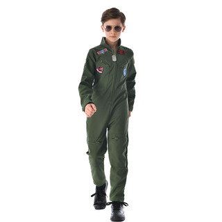 Trẻ Em Không Lực Tiêm Kích Phi Công Trang Phục Bé Trai Halloween Mỹ Top Súng Quân Đội Phi Công Xanh Đồng Phục Hóa Trang Áo liền quần Cha Mẹ-Con Trò Chơi Tiệc Gia Đình Phi Hành Gia Spaceman Trang Phục Phù Hợp Với