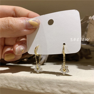 DREJEW Bông Tai Hình Hoa Đính Kim Cương Thời Trang Hàn Quốc