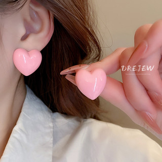 DREJEW Bông tai hình tròn bằng acrylic màu hồng dễ thương cho nữ