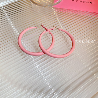 DREJEW Bông tai hình tròn bằng acrylic màu hồng dễ thương cho nữ