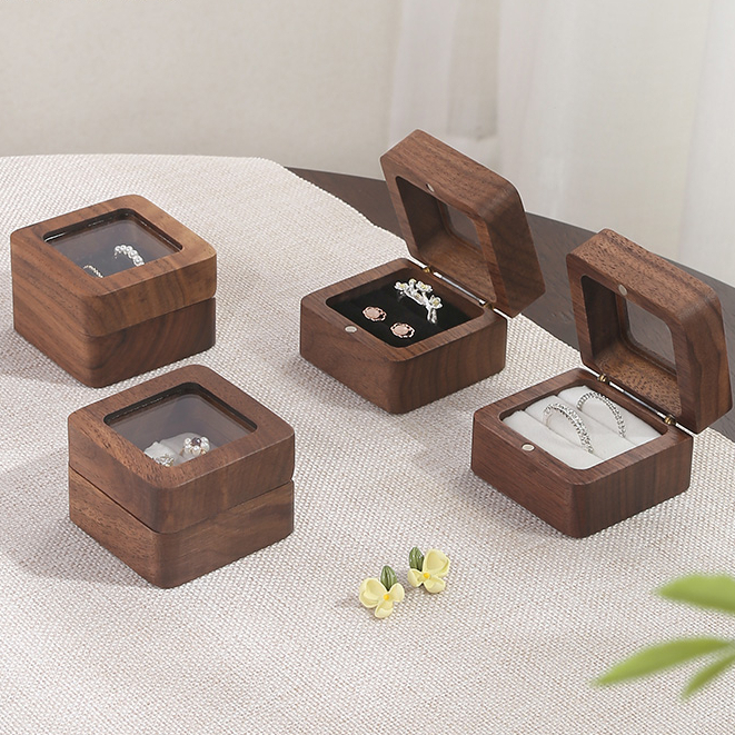 CASEGRACE Hộp Đựng Trang Sức Hạt Óc Chó Retro Đựng Trang Sức Bông Tai Vòng Tay
