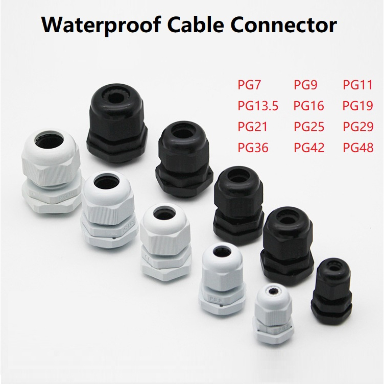 10 Connettori Cavo Impermeabili Nylon PG7-PG21 – IP68 – Pressacavo Elettrico Bianco (PG21)