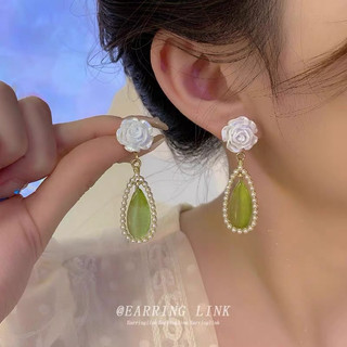 Hàn Quốc Green Series Bông Tai Đính Đá Pha Lê Không Đều Bông Tai 2025 Phụ Kiện Thời Trang Nữ Mới