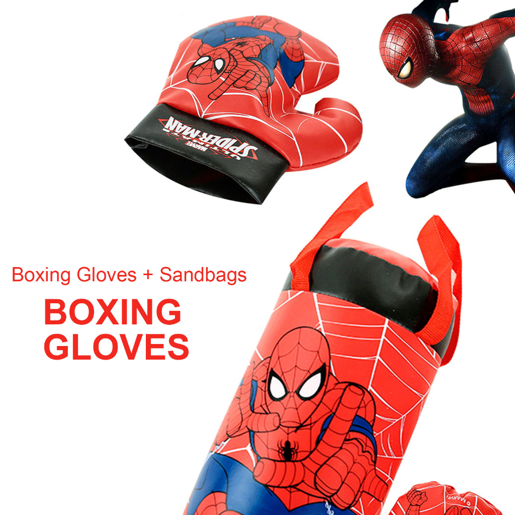 Bộ đấm bốc trẻ em kèm găng tay, BỘ túi Đấm Bốc Boxing Người Nhện, Đồ Chơi Găng Tay Tập boxing Cho Bé