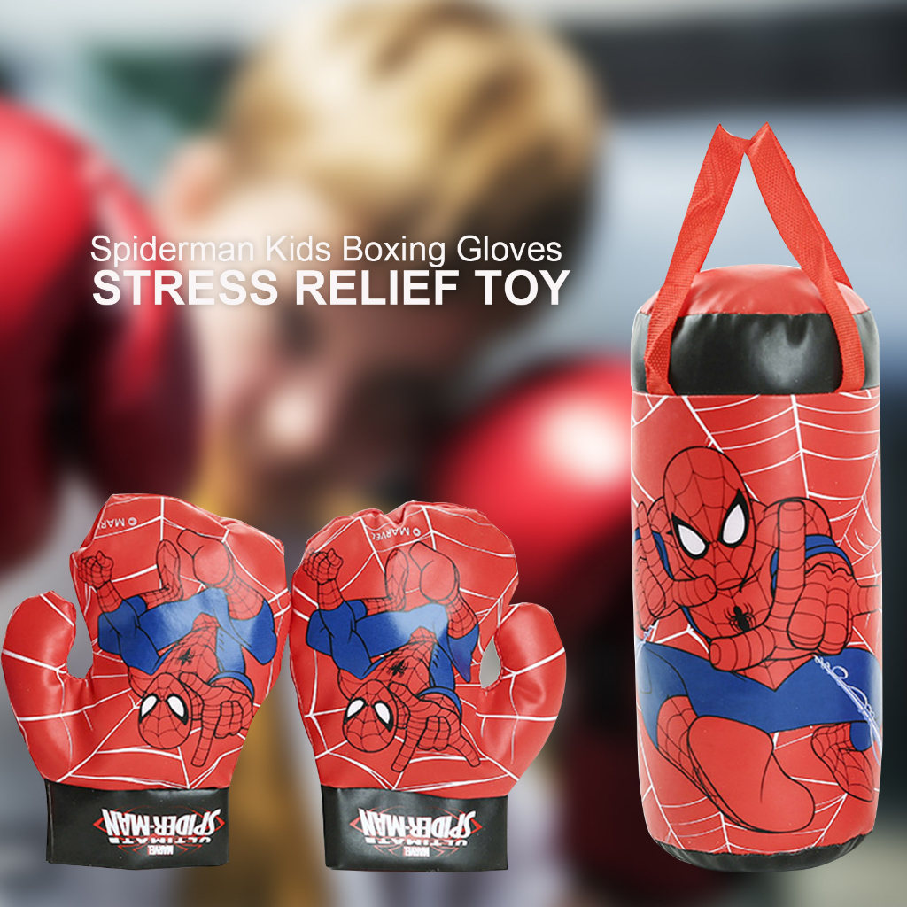 Bộ đấm bốc trẻ em kèm găng tay, BỘ túi Đấm Bốc Boxing Người Nhện, Đồ Chơi Găng Tay Tập boxing Cho Bé