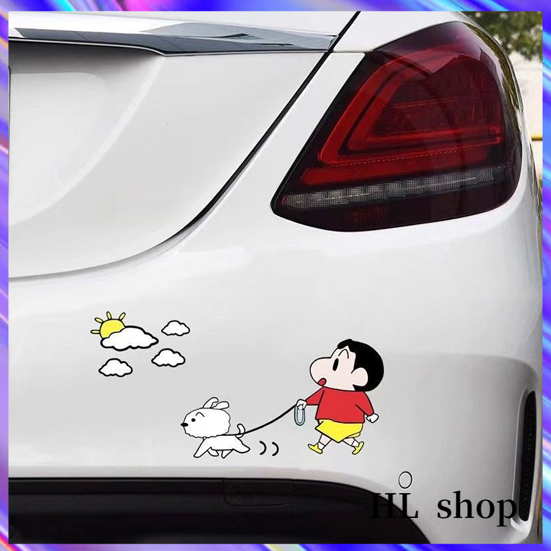 Hl Miếng Dán Trang Trí Xe Hơi / Xe Máy Họa Tiết Hoạt Hình Cậu Bé Bút Chì Shin-chan Chống Trầy Xước / Chống Thấm Nước