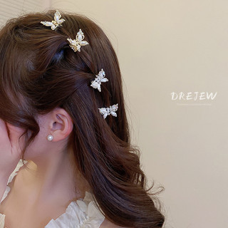 DREJEW Kẹp tóc kiểu bướm nhỏ đính ngọc trai thời trang