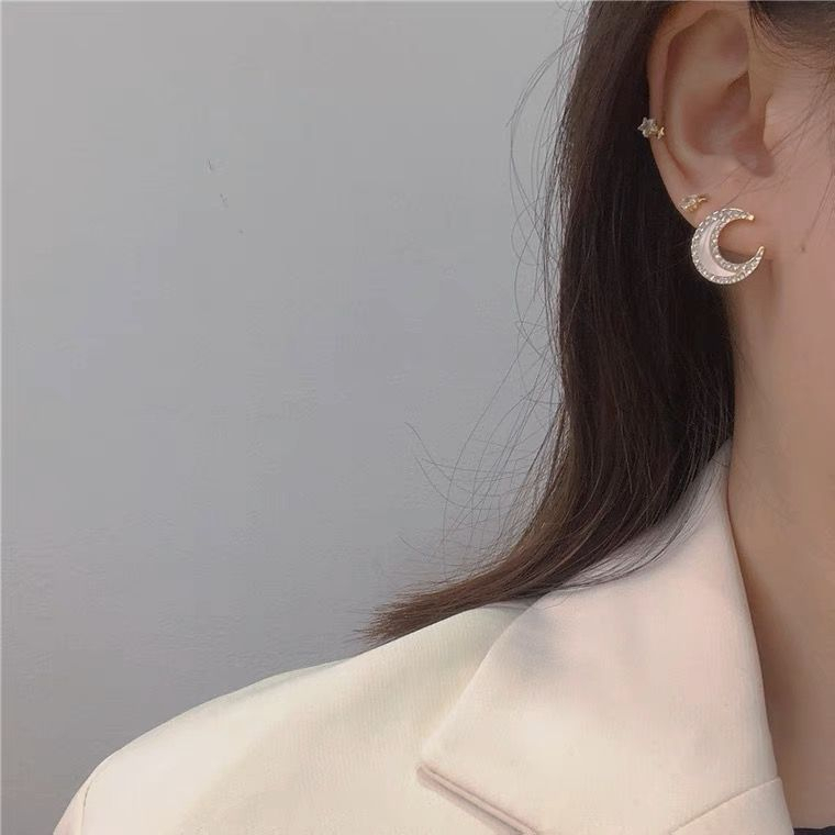 Ánh Sáng Sang Trọng Ngọc Trai Kẻ Sọc Kim Cương Kẹp Tai Tinh Tế Opal Không Cần Xuyên 2025 Phụ Kiện Thời Trang Nữ Mới