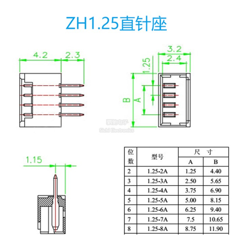 10 CÁI / ZH1.25MM 1.27 Giá đỡ kim thẳng Vỏ cao su cong 2P / 3P / 4P / 5P / 6P / 7P / 8P / 9P / 10P / 12P