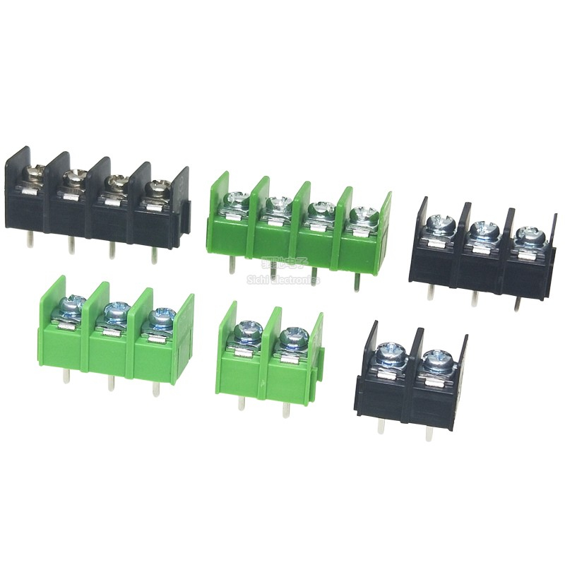 KF7.62-2P / 3P / 4P Thiết bị đầu cuối kết nối PCB 7.62mm gập, màu xanh lá
