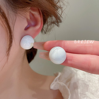 DREJEW Khuyên tai hình cầu bằng bạc đơn giản cá tính