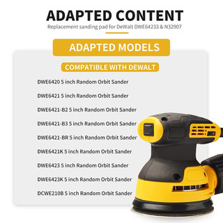 Miếng Đệm Thay Thế Cho Dewalt ,5Inch 8 Lỗ Và Loop Dw-64233 & N Dewalt ,5Inch329079 Tấm Đệm Chà Nhám Tương Thích Với Máy Chà Nhám DWE6421-B2 / 6421-B3 DWE6423 / 6423K Dfe6421 / 6421K, 4 Lỗ Vít