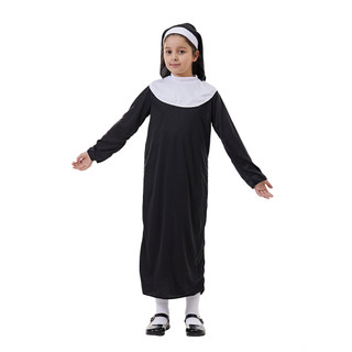 Bé Gái Đáng Yêu Nun Trang Phục Halloween Trẻ Em Người Lớn Mẹ Cao Cấp Trang Phục Đen Mary Linh Mục Truyền Thống Nữ Tu Trang Phục Cha Mẹ-Con Trò Chơi Tiệc Đen Wed Họ Addams Cosplay Dacce Dress