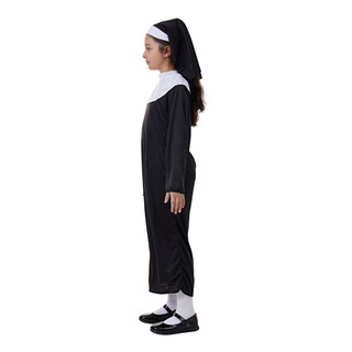 Bé Gái Đáng Yêu Nun Trang Phục Halloween Trẻ Em Người Lớn Mẹ Cao Cấp Trang Phục Đen Mary Linh Mục Truyền Thống Nữ Tu Trang Phục Cha Mẹ-Con Trò Chơi Tiệc Đen Wed Họ Addams Cosplay Dacce Dress