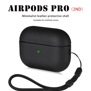 Vỏ bảo vệ tai nghe da cho AirPods Pro 3/4/2, có dây buộc, phong cách mới 2024