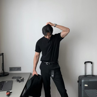 Hàn Quốc Ánh Sáng Sang Trọng Ba Nút Cotton Nguyên Chất Áo Thun Nữ Tay Ngắn Nam Cổ Tròn Áo Thun Slim-Fit Nửa Tay Top Mùa Hè Tay Ngắn