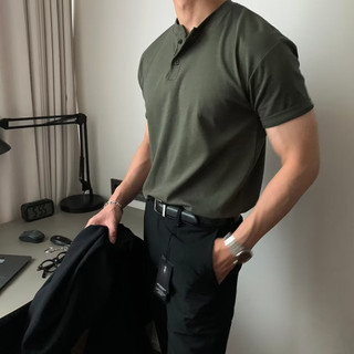 Hàn Quốc Ánh Sáng Sang Trọng Ba Nút Cotton Nguyên Chất Áo Thun Nữ Tay Ngắn Nam Cổ Tròn Áo Thun Slim-Fit Nửa Tay Top Mùa Hè Tay Ngắn